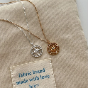 925 Sterling Silver Compass Starburst Pendant Necklace Rhinestone Inlaid Clavicle Chain Fashion Jewelry Gift For Women