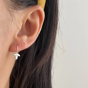 Elegant 925 sterling silver mushroom drop earrings with high polish finish for women