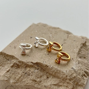 925 Sterling Silver Bow Hoop Earrings For Women Korean Niche Design Gold Silver Plated Bowknot Huggie Earrings Jewelry Gift