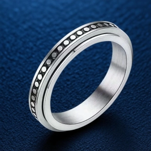 Bague Spinner en Acier Inoxydable Anneau de Soulagement de l'Anxiété Rotatif Motif Vintage Bijoux de Mode Unisexe