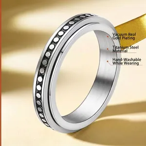 Bague rotative en acier inoxydable de 4mm avec points noirs et fini brossé