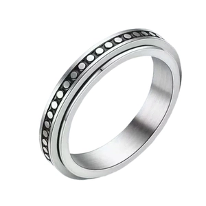 Bague rotative en acier inoxydable poli avec relief à pois et intérieur brossé