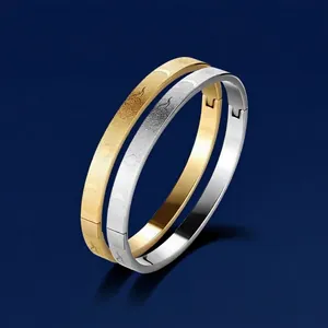 Minimalist Stainless Steel Bangle Etched Sun Moon Cloud Pattern Frosted Hinged Bracelet For Men Women Fashion Jewelry Gift