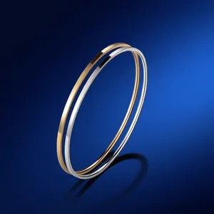 Minimalist Stainless Steel Bangle For Women Gold Silver High Polished Oval Geometric Bracelet Fashion Jewelry Waterproof Daily Wear