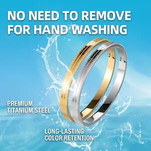 Men's titanium steel bracelets in gold and silver with diamond pattern engraving
