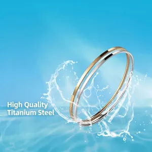 Waterproof gold and silver titanium steel bangles with minimalist polished finish