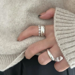 Minimalist 925 sterling silver open ring set with polished finish for a sleek look