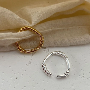 Minimalist twisted 925 sterling silver open rings in gold and silver finish