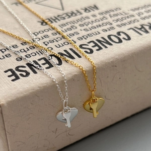 925 Sterling Silver Heart Key Pendant Necklace For Women Minimalist Artificial Pearl Double Layer Clavicle Chain Jewelry