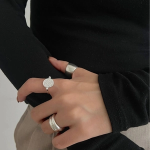 Juego de tres anillos geométricos minimalistas de plata esterlina S925 para mujer de moda