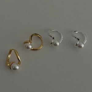Élégantes boucles d'oreilles créoles perle en argent 925 doré et argenté torsadé