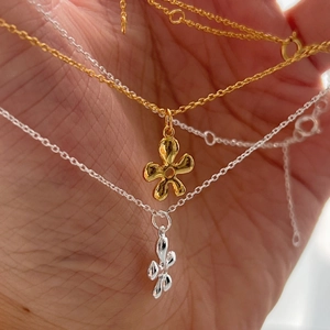 Collar con Colgante de Flor de Plata de Ley 925 para Mujer Minimalista Estilo Coreano Geométrico Aspecto de Metal Líquido Joyería
