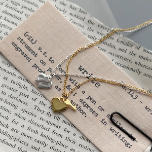 Minimalist 925 silver heart and key pendant necklace in gold and silver finishes