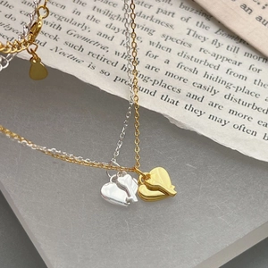 Unique 925 sterling silver heart and key pendant necklaces in gold and silver finishes