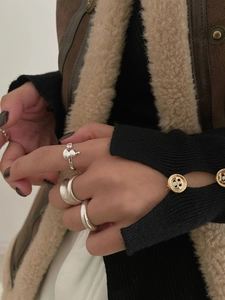 Close-up of a minimalist 925 silver ring set on a hand with luxury winter styling