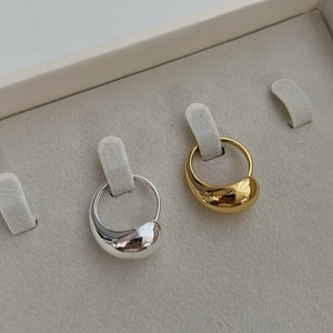 Bague en Argent Sterling 925 Minimaliste Forme Goutte d'Eau Texture Métal Liquide Bague Ouverte Ajustable Bijoux pour Femme