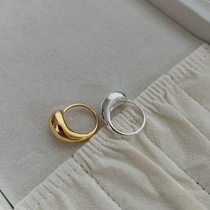 Bagues minimalistes en argent 925 dorées et argentées au design goutte d'eau lisse