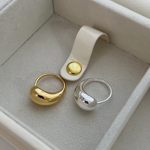 Bagues minimalistes en argent sterling 925 doré et argenté, forme de goutte avec poinçon