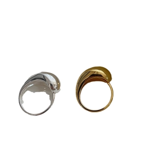 Bagues minimalistes en argent sterling 925 en forme de goutte d'or et d'argent