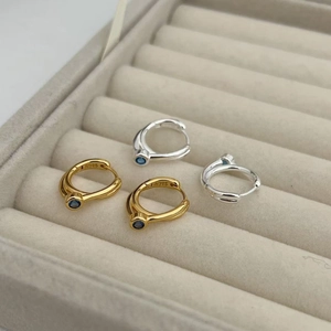 S925 sterling silver earrings with blue zircon stones in gold and silver finish