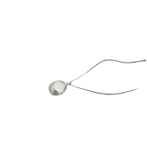 Minimalist S925 sterling silver necklace with matte brushed pebble pendant for women