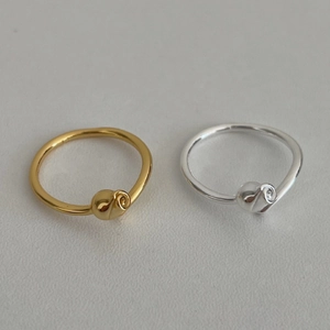 Minimalist 925 sterling silver open rings in gold and silver finish with knot detail