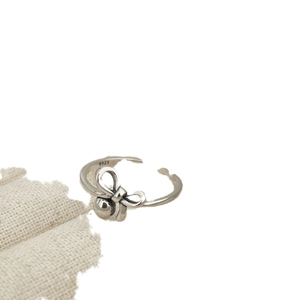Bague nœud papillon en argent sterling S925 avec finition vintage et taille réglable