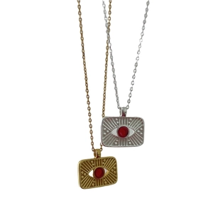 925 silver sun compass necklace set in gold and silver with red evil eye charms