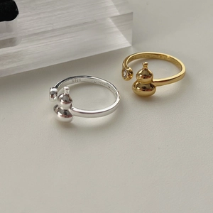 Adjustable S925 sterling silver gourd rings in gold and silver finish for women