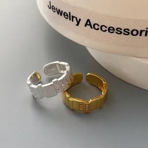 Minimalist 925 Sterling Silver Geometric Open Ring For Women Niche Design Luxury Zirconia Inlaid Adjustable Finger Ring Jewelry Gift