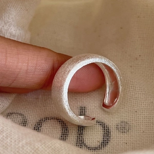 S925 Sterling Silver Open Ring For Women Brushed Frosted Minimalist Adjustable Chic Plain Finger Ring High Quality Jewelry Gift