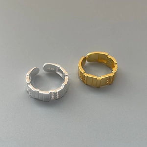 Adjustable 925 sterling silver rings set in gold and silver with zircon accents