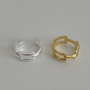 925 Sterling Silver Adjustable Open Ring For Women Ins Fashion 18K Gold Plated Hollow Geometric Chain Finger Ring Jewelry