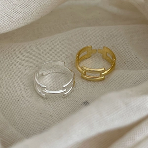 925 sterling silver geometric hollow rings in gold and silver finish with open design