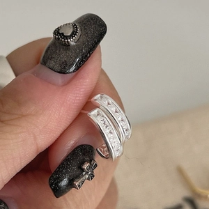 Orecchini a Bottone a Forma di C in Argento Sterling 925 con Strass per Donna Semplici Eleganti Geometrici Placcati Oro Argento Gioielli di Moda