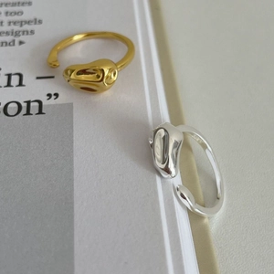 Minimalist S925 silver liquid style irregular open rings in gold and silver finishes