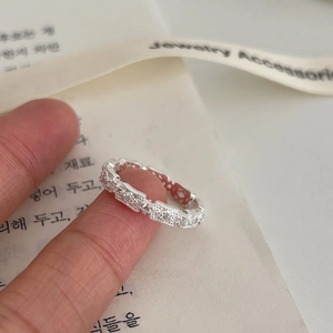 Korean Ins Style Vintage 925 Sterling Silver Ring Hollow Rhinestone Palace Lace Open Adjustable Ring Jewelry Gift For Women