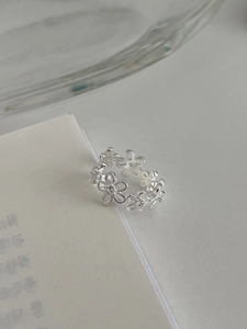 Detailed view of S925 sterling silver hollow daisy ring with exquisite floral craftsmanship