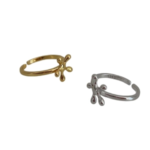 Artistic liquid splash 925 sterling silver open rings in gold and silver finish