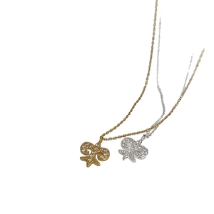 Elegant S925 sterling silver fleur-de-lis necklaces with sparkling pave-set stones