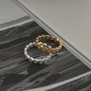 Bague éternité cœur en argent sterling S925 avec pierres de zircone étincelantes