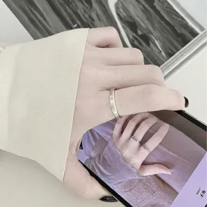 Bague étoile en argent sterling S925 brossé mat avec anneau ouvert minimaliste pour femme