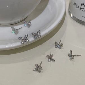 Elegant 925 sterling silver butterfly stud earrings with sparkling cubic zirconia stones