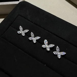 Stereo butterfly earrings in 925 sterling silver with sparkling zircon pavé in black box