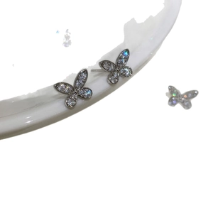 Exquisite 925 sterling silver butterfly stud earrings with sparkling cubic zirconia stones