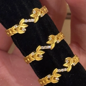 Vintage 925 Sterling Silver Golden Osmanthus Flower Ring For Women Minimalist Rhinestone Inlaid Elegant Finger Ring Jewelry