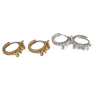 Parure de boucles d'oreilles fleur en argent 925 avec placage or et argent et zircons