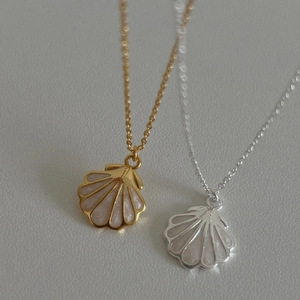 925 Sterling Silver Shell Pendant Necklace With Mother Of Artificial Pearl Korean Style Simple Elegant Ocean Jewelry For Women