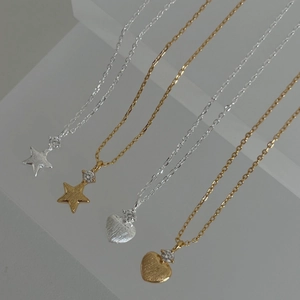 Colliers en argent 925 avec pendentifs étoile et cœur brossés et incrustés de zircon
