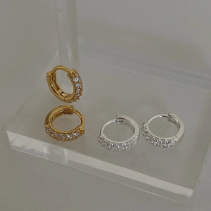 Boucles d'oreilles créoles en argent 925 avec zircons en doré et argenté